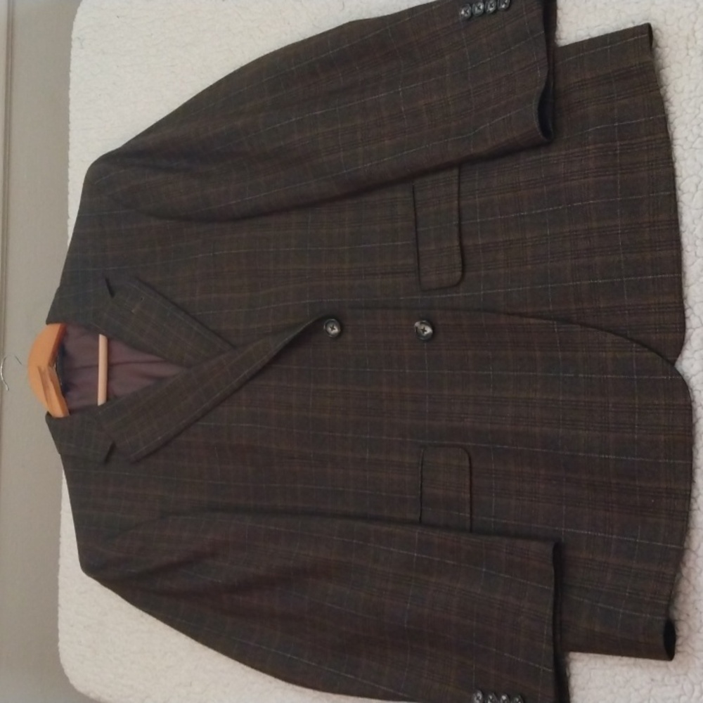 Jos. A. Bank Signature Collection Brown Wool Plaid/Glen Check Sport Jacket 42R - Picture 1 of 14